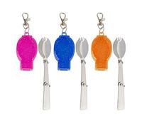 AUEAR, 3 Pack Foldable Muti-Function Stainless Steel Spork Flatware Cutlery Spoon Fork with Carrying Case Travel and Other Outdoor Activities