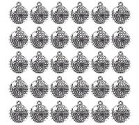 AUEAR, 30 Pack Silver Globe Charms Earth Pendant for DIY Bracelet Necklace Jewelry Making
