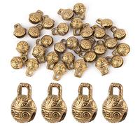 AUEAR, 30 Pack Vintage Brass Bells Mini Jingle Bell DIY Craft Bell 11mm Small Tibetan Bells for DIY Jewelry Making Charms Pendants Wind Chimes Home Door Decor