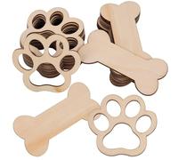 AUEAR, 30 Pack Wooden Dog Bones Small Unfinished Wood Dog Paws Ornaments for DIY Projects