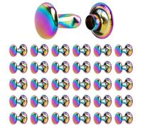 AUEAR, 30 Sets Rainbow Double Cap Leather Rivet Kit Metal Craft Studs for Repair and Crafts 8mm