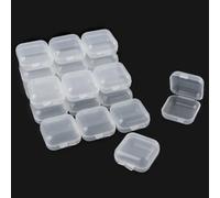 AUEAR, 40 Pack Mini Square Storage Containers Box with Hinged Lid Clear Earplugs Plastic Transparent for Tiny Bead Jewelry