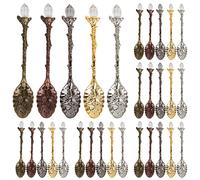 AUEAR, 50 Pack Vintage Crystal Spoons Set Carved Coffee Tea for Home Office Party Supplies