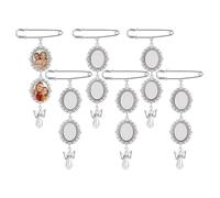 AUEAR, 6 Pack Sublimation Bouquet Photo Charms Blank Pin Pouch with Angel Pendant Wedding Memory Bridal Picture Clip for DIY Jewelry Making 2 Sheet Oval