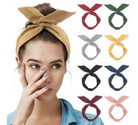 AUEAR, 9 Pack Solid Color Twist Bow Headbands, Wire Headbands, Bunny Ears Headbands for Women Girls Accessories