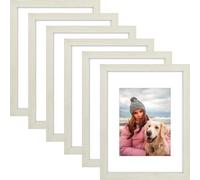 AUEAR, 9x12 Picture Frames Set of 6, with Mat for 6x8 or 9x12 without Mat, Composite Wood Gallery Photo Frames with Plexiglass, Wall Mounting (Grey)