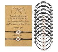 AUEAR, Bracelets Best Friends Sunflower Promise Long Distance Matching Bracelet for Couples Mother, 12 pack, Metal and Rope, no gemstone