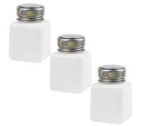 AUEAR, Push Down Alcohol Dispenser Pump Methanol Container Square Plastic Liquid Press Bottles (White, 3 Pack, 120ml)