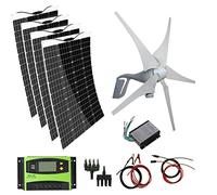 AUECOOR 880W Solar Wind Turbine Generator Kit: 4 x 120W Flexible Mono Solar Panel + 400W Wind Turbine Generator+ Extension Cable/Battery Cable/Solar Controller/Wind Controller