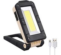 AUELEK COB LED Construction Spotlight, Battery Workshop Lamp, Work Light, Magnetic Hand Lamps, 4 Modes, USB Rechargeable for Power Outages, Tent, Camping, Emergen, White, red