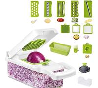 AUELEK Vegetable Chopper, AUELEK 12 in 1 Onion Mincer Chopper Dicer Mandoline Slicer, Fruit Food Chopper Vegetable Spiralizer Onion Cutter,Veggie Slicer Manual for Garlic, Cabbage, Carrot, Potato - White