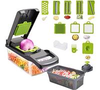 AUELEK Vegetable Chopper, AUELEK 12 in 1 Onion Mincer Chopper Dicer Mandoline Slicer, Fruit Food Vegetable Spiralizer Onion Cutter,Veggie Slicer Manual for Garlic, Cabbage, Carrot, Potato