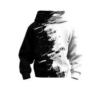 Aueoero 3D Printed Hoodie Boys Girls Kids Sweatshirts Pullover Cool Clothes Black Red, A1 Black/White, 12-13 Jahre