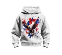 Aueoero 3D Printed Hoodie Boys Girls Kids Sweatshirts Pullover Cool Clothes Black Red, painting eagle, 14-16 Jahre