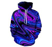 Aueoero Men 3D Print Pullover Hoodies - Teen Women Graphic Sweatshirt, Purple Porcelain, S-M