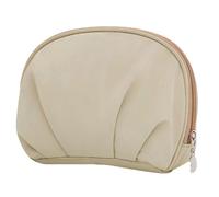 Auerllcy Aesthetic Shell Cosmetic Bag for Purse | Textured Water-Resistant Makeup Pouch with Inner Pocket | Cute Half-Moon Travel Organizer for Toiletries & Accessories (Beige)