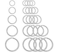 Auerllcy Key Rings, 304 Stainless Steel Round Flat Split Keychain Ring for Car Keys Organization DIY Attachment - Bulk Pack of 25 PCS, 15mm,20mm,25mm,30mm,35mm. (25)