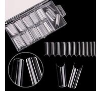 AUERVO 110 PCS Clear Coffin Nails - Full Cover Acrylic False Nails, 11 Sizes, Transparent, Traceless, DIY & Salon Use