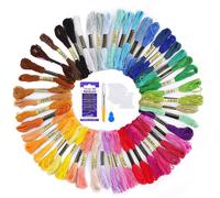 AUERVO Embroidery Threads 50 Skeins Per Pack Embroidery FlossCross Stitch Threads，Friendship Bracelets Floss，Crafts Floss Rainbow Color with Free