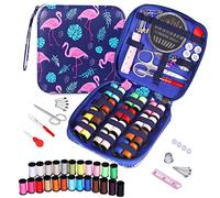 AUERVO Mini Sewing Kits, Needle and Thread Kit with Basic Sewing Supplies and Accessories, Travel Portable Sewing Kit for Emergency Repairs, Home, Hand Sewing Set for Beginners,Adults (Flamingo)
