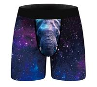 Aueyan Mens Boxer Briefs Funny Novelty Underwear Hilarious Gifts for Men No Fly, 1 Piece,galaxy Elephant, XL