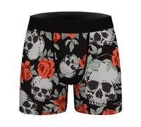 Aueyan Mens Boxer Briefs Funny Novelty Underwear Hilarious Gifts for Men No Fly, Skull, M