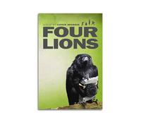 AUEYQWHE Four Lions Poster Wall Art Aesthetic Cover Poster Design Painting for Living Room Bed Room 12x18inch(30x45cm) Unframe-style