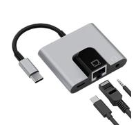 Auf RJ45 Netzwerkadapter, Gigabit Ethernet Konverter Mit 3.5 mm Kopfhöreranschluss & Ladeunterstützung, Typ-C Zu LAN Adapter Aus Aluminium Legierung, Für Laptop Smartphone, Internet Für Homeoffic