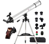 AuFCrow Telescope for Adults 80mm Aperture High-Powered Astronomy Telescopes with 900mm Focal Length 270X Professional Refractor Telescope Stainless Steel Tripod Red Dot Finder Carry Bag Phone Adapter