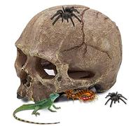 Aufeeky Halloween Human Skull Reptile Hide, Grey Reptile Hides and Caves for Ball Python Leopard Gecko Snake Bearded Dragon Lizard Fish Chameleon Spider, Aquarium Cave for Tank Terrarium