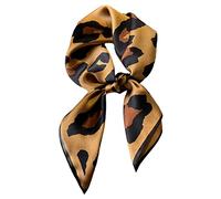 Aufeel 100% Pure Mulberry Silk Square Scarf for Hair-27''x27''- Women Silk Neckerchief Head Wrap Scarf, Classic Leopard, S