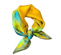 Aufeel Women's 100% Pure Mulberry Silk Small Square Scarf - Neckerchief Women - Silk Headscarf - 21" x 21", Money Tree, S