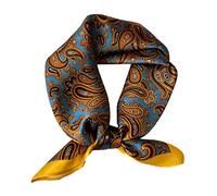Aufeel 100% Pure Mulberry Small Square Silk Scarf For Women - 53 x 53 cm, yellow/black, S