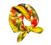 Aufeel 100% Real Mulberry Silk Women Small Square Neck Scarfs 21" Lightweight Headscarf Printed Neckerchief Gift Packed, Gorgeous Beauty, Small