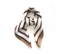 Aufeel 100% Real Mulberry Silk Women Small Square Neck Scarfs 21" Lightweight Headscarf Printed Neckerchief Gift Packed, Grey Stripe, S