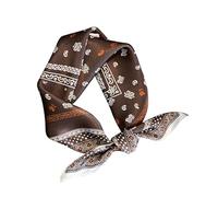 Aufeel 100% Real Mulberry Silk Women Small Square Neck Scarfs 21" Lightweight Headscarf Printed Neckerchief Gift Packed, Coffee 6, S