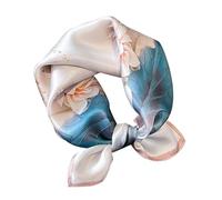 Aufeel 100% Real Mulberry Silk Women Small Square Neck Scarfs 21" Lightweight Headscarf Printed Neckerchief Gift Packed, Cn Pink, S