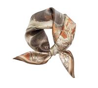 Aufeel 100% Real Mulberry Silk Women Small Square Neck Scarfs 21" Lightweight Headscarf Printed Neckerchief Gift Packed, Creamy Brown, S