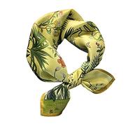 Aufeel 100% Real Mulberry Silk Women Small Square Neck Scarfs 21" Lightweight Headscarf Printed Neckerchief Gift Packed, Tropical Fashion, S