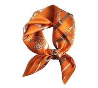 Aufeel 100% Real Mulberry Silk Women Small Square Neck Scarfs 21" Lightweight Headscarf Printed Neckerchief Gift Packed, Orange 6, S