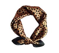 Aufeel 100% Real Mulberry Silk Women Small Square Neck Scarfs 21" Lightweight Headscarf Printed Neckerchief Gift Packed, Classic Leopard, S