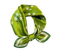 Aufeel 100% Real Mulberry Silk Women Small Square Neck Scarfs 21" Lightweight Headscarf Printed Neckerchief Gift Packed, Bright Green, S