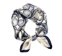 Aufeel 100% Real Mulberry Silk Women Small Square Neck Scarfs 21" Lightweight Headscarf Printed Neckerchief Gift Packed, Navy Blue 1, S