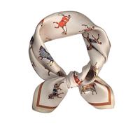 Aufeel 100% Real Mulberry Silk Women Small Square Neck Scarfs 21" Lightweight Headscarf Printed Neckerchief Gift Packed, Khaki Pattern, S