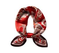 Aufeel 100% Real Mulberry Silk Women Small Square Neck Scarfs 21" Lightweight Headscarf Printed Neckerchief Gift Packed, Wine Red, S