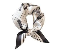 Aufeel 100% Real Mulberry Silk Women Small Square Neck Scarfs 21" Lightweight Headscarf Printed Neckerchief Gift Packed, Classic Black, S