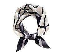 Aufeel 100% Real Mulberry Silk Women Small Square Neck Scarfs 21" Lightweight Headscarf Printed Neckerchief Gift Packed, Black Beauty, Small