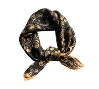 Aufeel 100% Real Mulberry Silk Women Small Square Neck Scarfs 21" Lightweight Headscarf Printed Neckerchief Gift Packed, Black 6, S