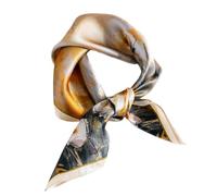 Aufeel 100% Real Mulberry Silk Women Small Square Neck Scarfs 21" Lightweight Headscarf Printed Neckerchief Gift Packed, Gold Painting, S