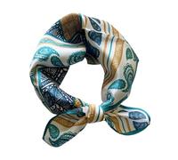 Aufeel 100% Real Mulberry Silk Women Small Square Neck Scarfs 21" Lightweight Headscarf Printed Neckerchief Gift Packed, Shell Print, S